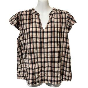 Loft Outlet Plaid V-Neck Top
